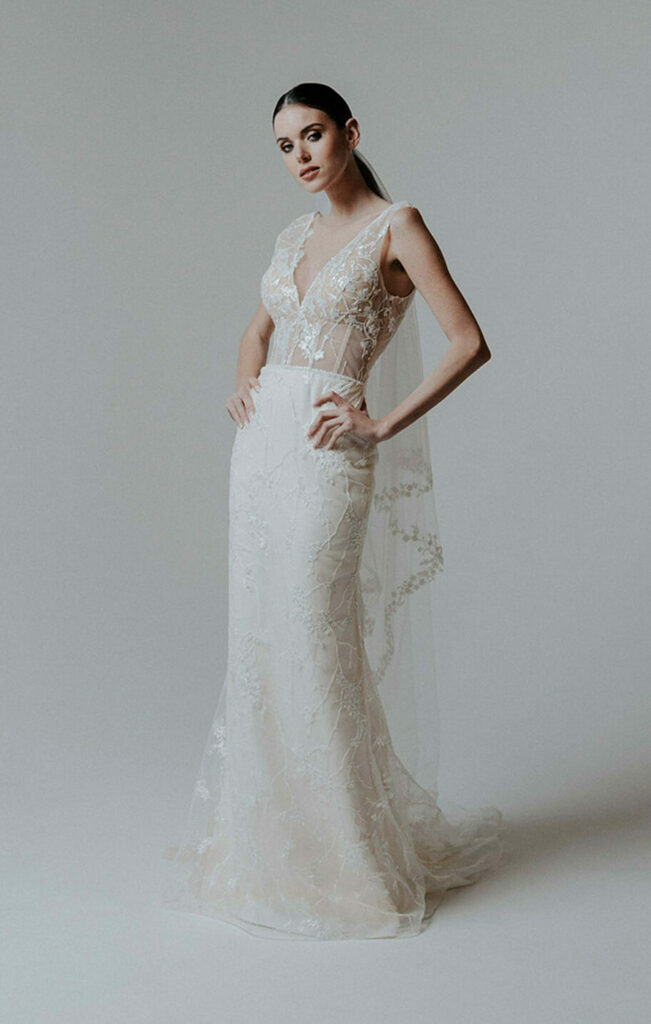 robe de mariée sirène glamour brillante
